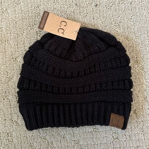 C.C Knit Black Beanie Winter Hat NWT